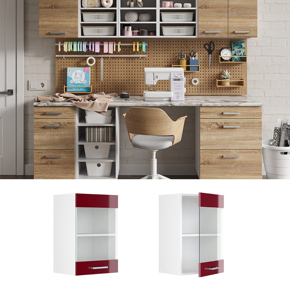 Vicco Schranksystem R-Line, Bordeaux Hochglanz/Weiß, 40 günstig online kaufen