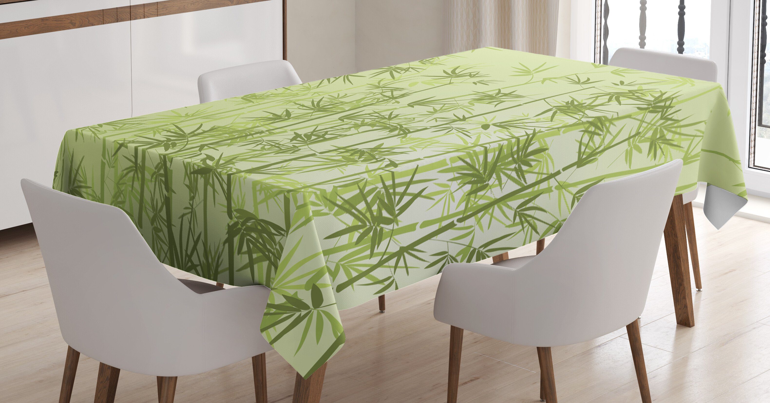 Abakuhaus Tischdecke Farbfest Waschbar Für den Außen Bereich geeignet Klare Farben, Bambus Tropical Wachstum Wald
