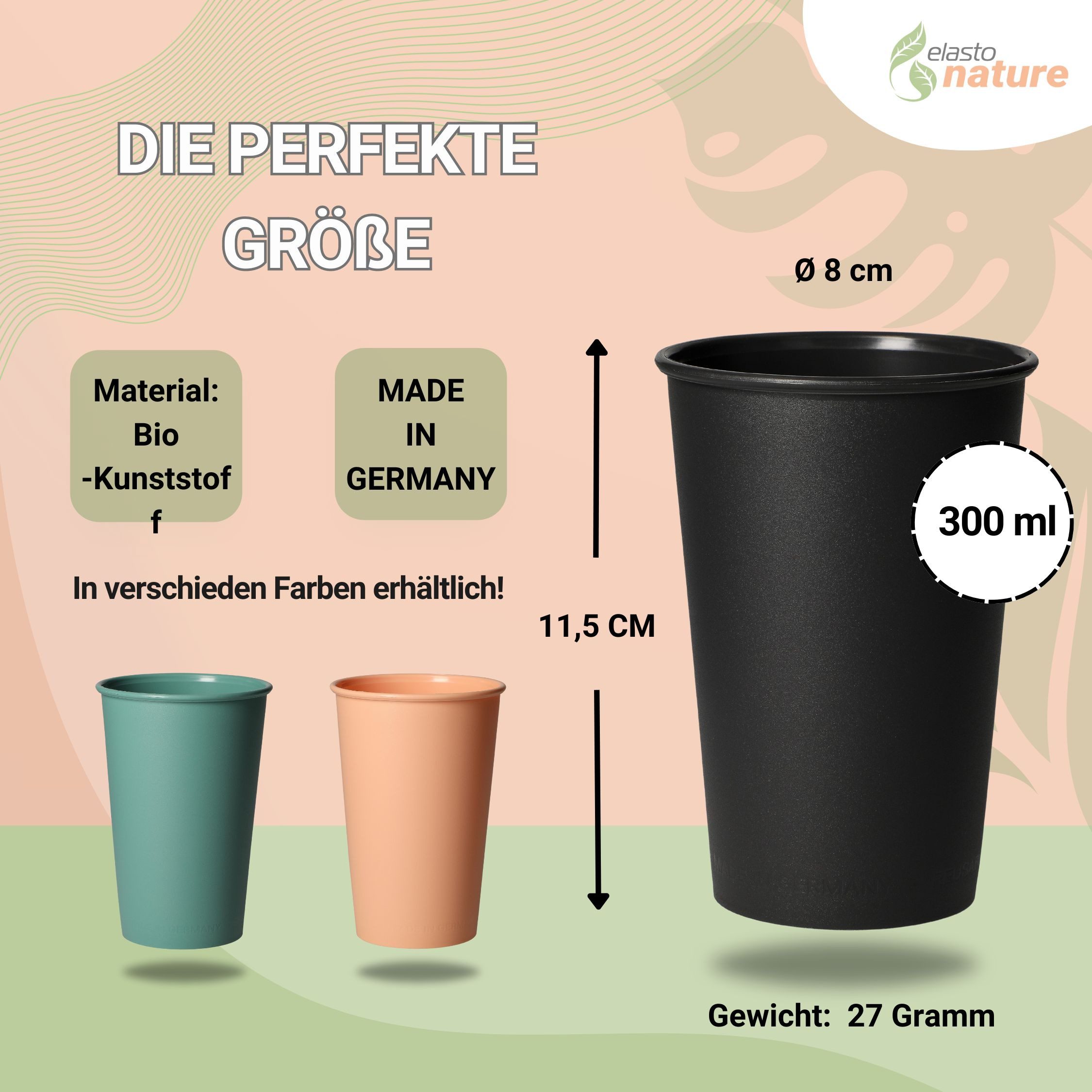 elasto Becher umweltfreundlicher Becher 300ml