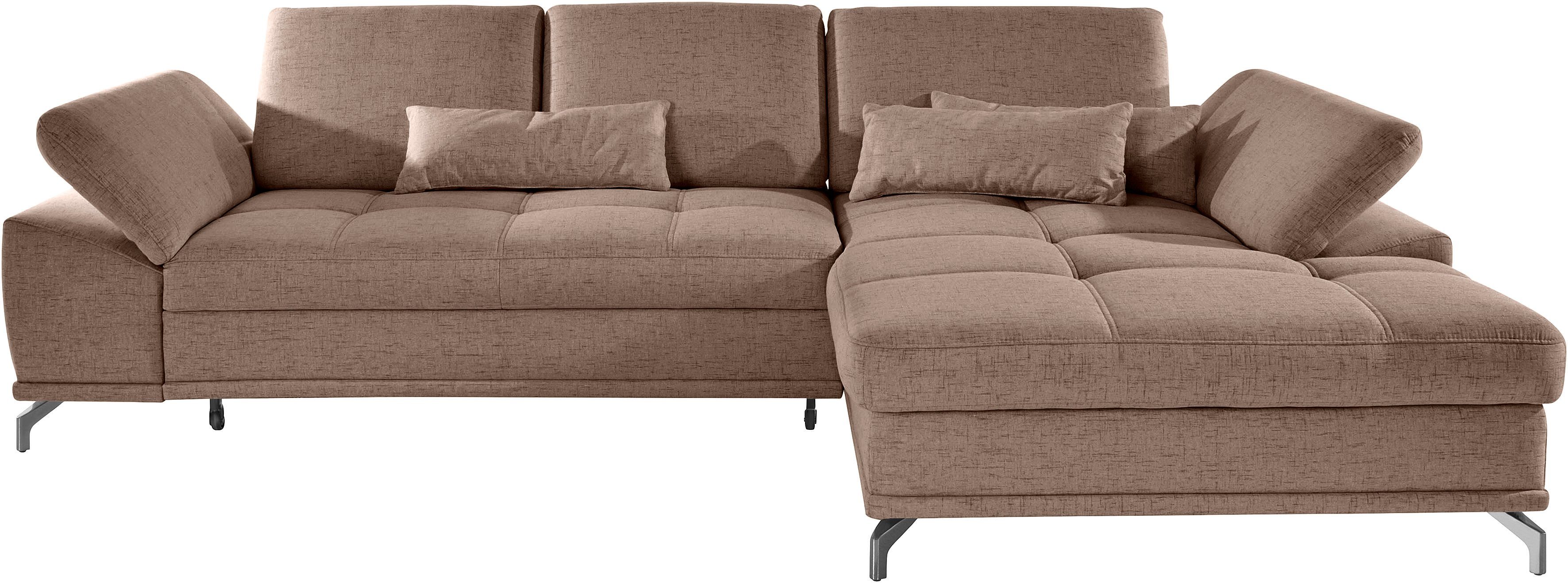 OTTO home Ecksofa Costello L-Form, B: 301cm, Sitztiefen & Armteilverstellung, Federkern, 3 Nierenkissen, mit Schlaffunktion & Bettkasten