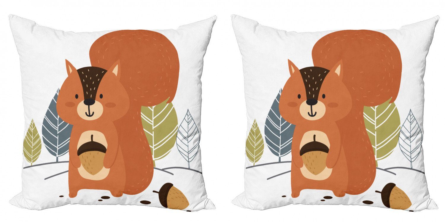 Kissenbezüge Modern Accent Doppelseitiger Digitaldruck, Abakuhaus (2 Stück), Eichhörnchen Waldbäume und Tier
