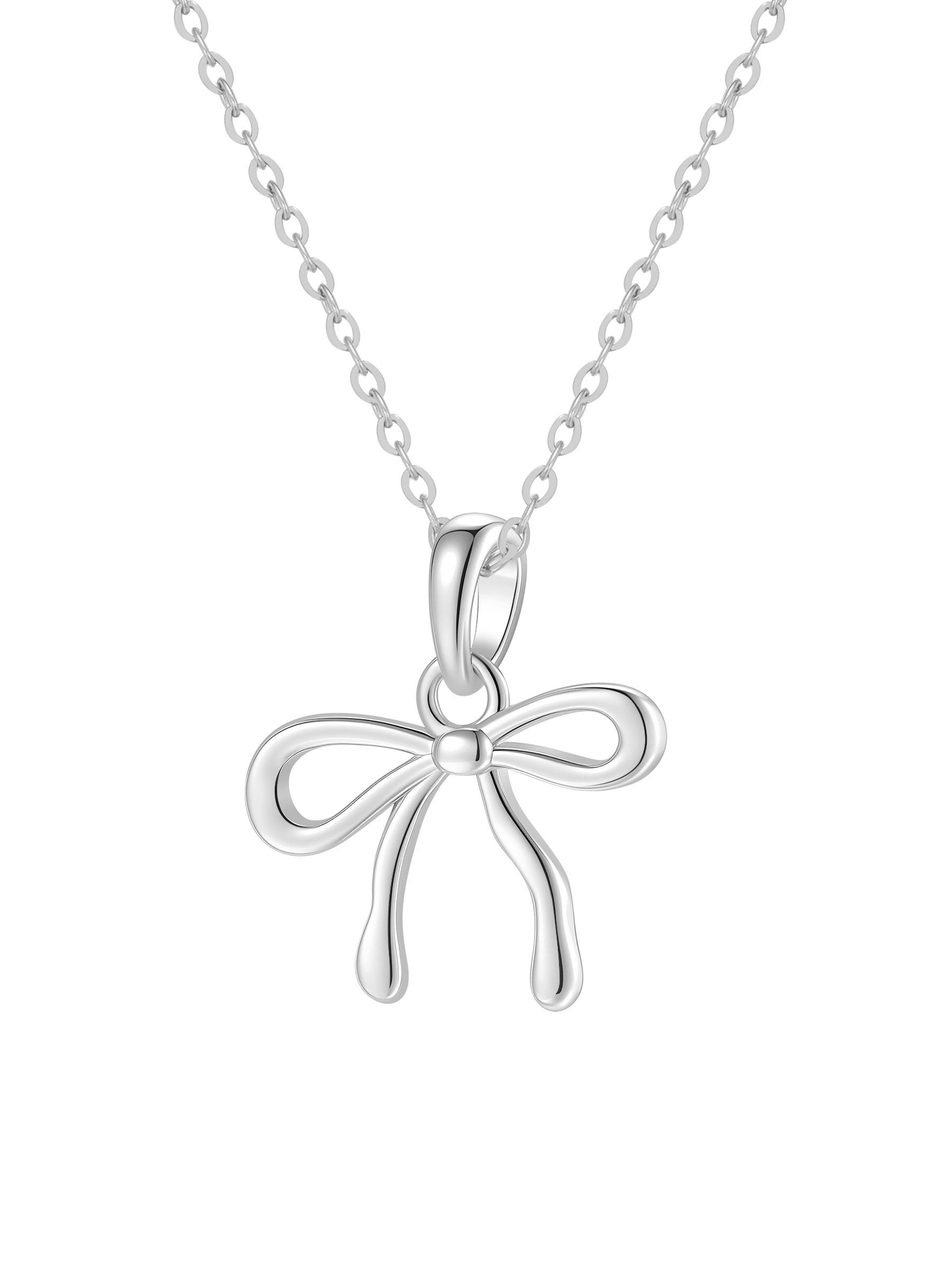 Hey Happiness Silberkette Damen Schleife – 925 Sterling Silber Halskette vergoldet, 41–46 cm verstellbare Kette mit Anhänger, Geschenk für Frauen