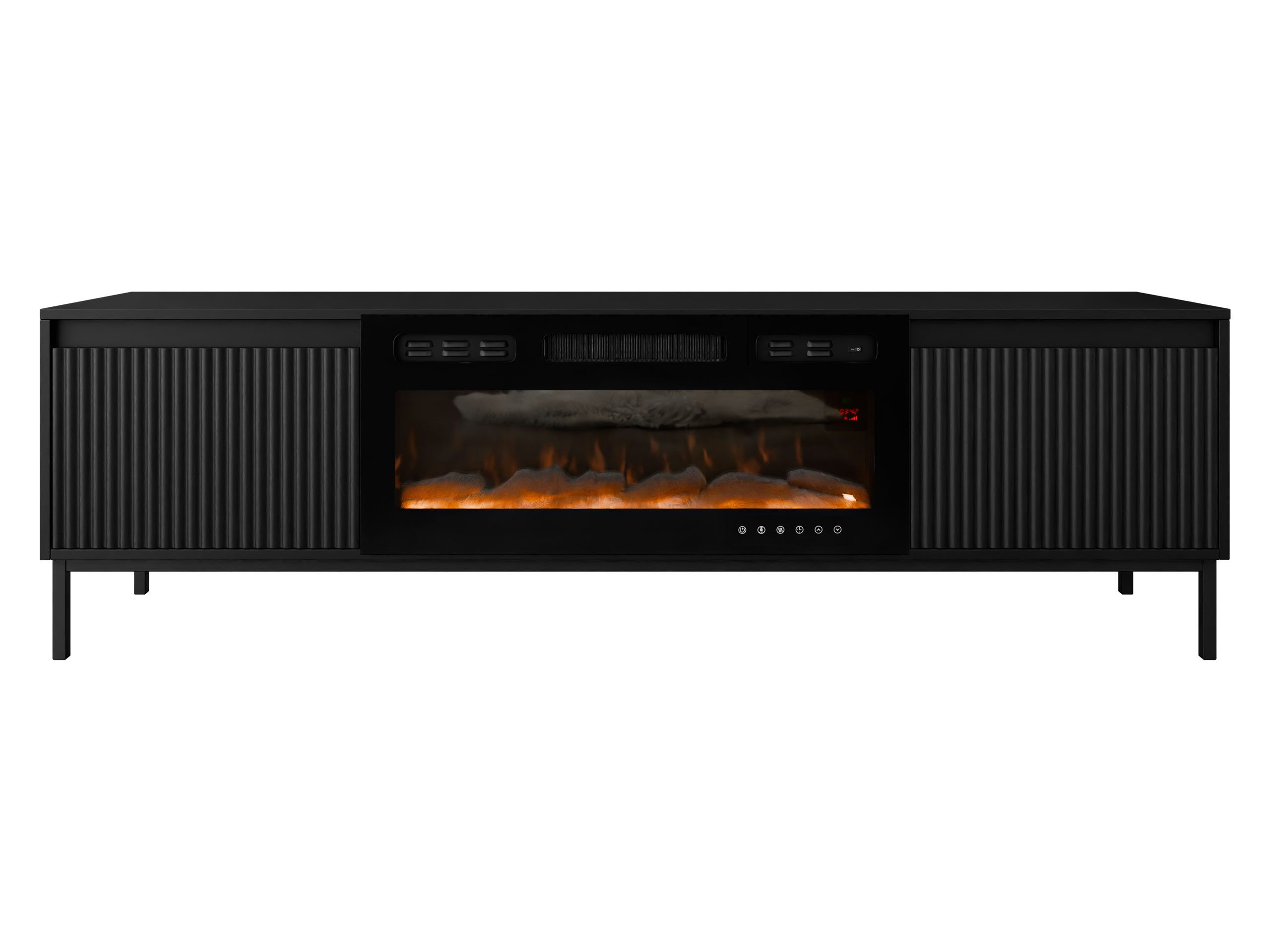 MIRJAN24 TV-Schrank Ozmi 2K EF mit Kamin (mit zwei Kleppen) Realistische LED-Flamme, push to open