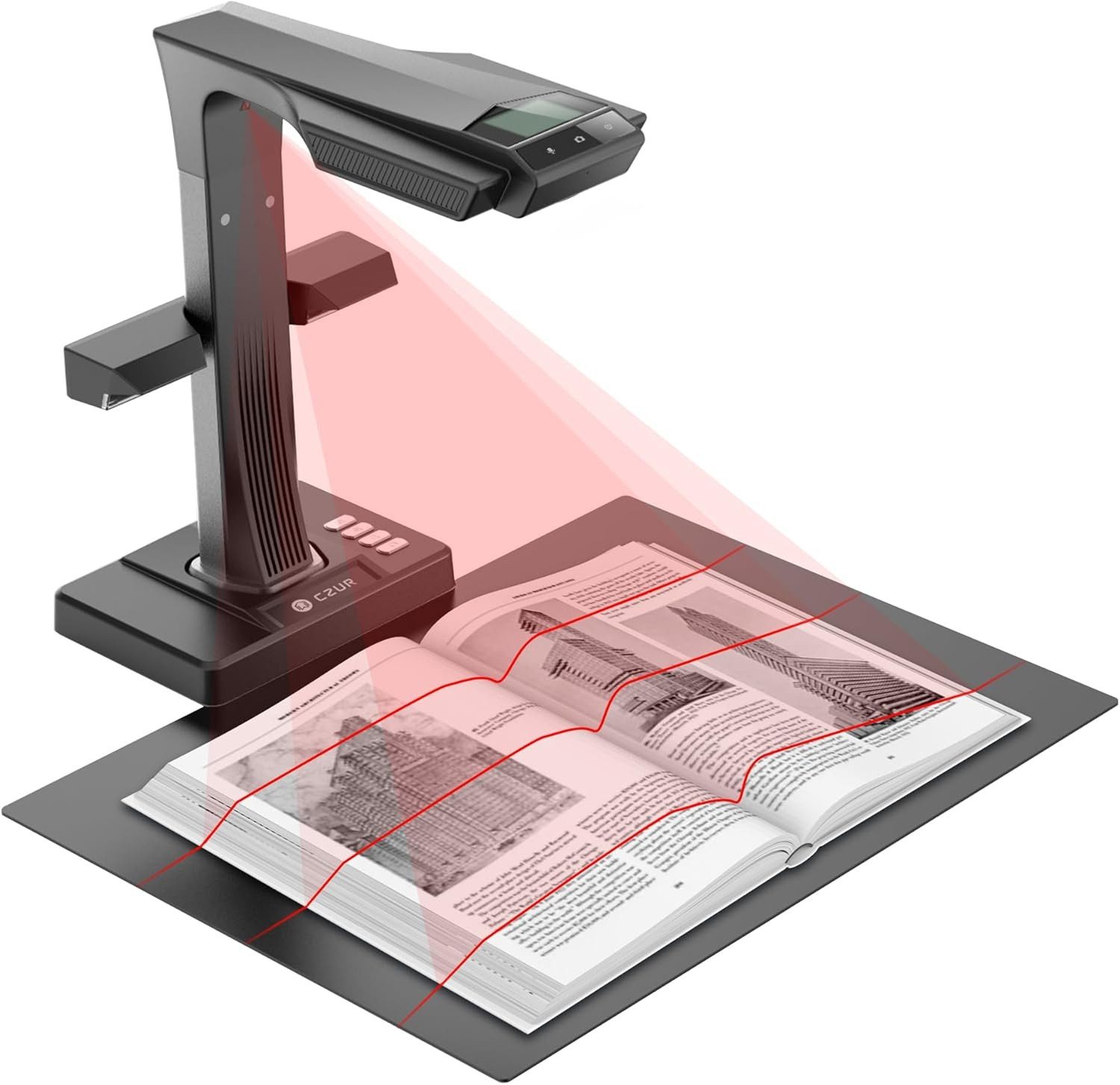 CZUR 24MP Buchscanner mit Auto-Seiten-Glättung Kontaktloses Scan für Bücher Buchscanner