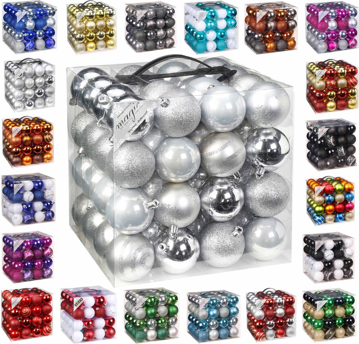 JACK Christbaumschmuck 64x Kunststoff Christbaumkugeln Ø 6cm Baum Kugeln in günstig online kaufen