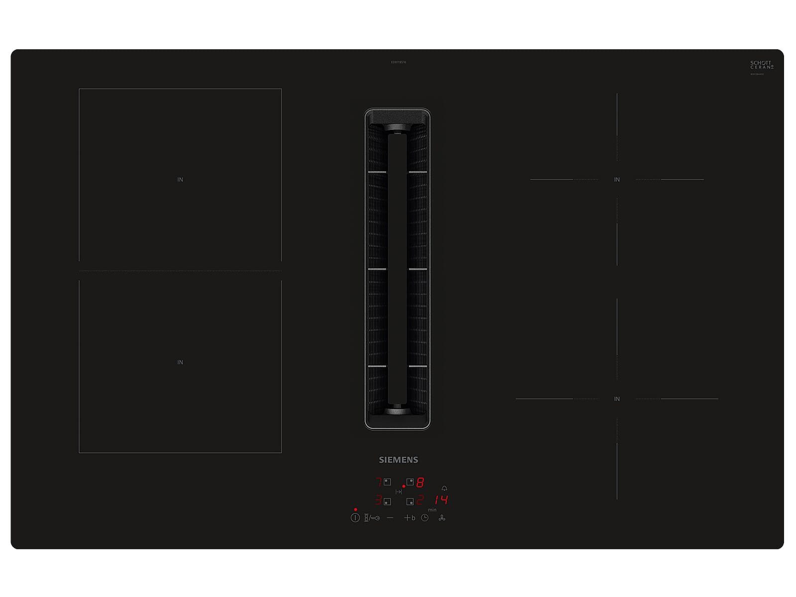 SIEMENS Kochfeld mit Dunstabzug ED811BS16E, Powerboost-Funktion, Timer, TouchControl-Bedienung