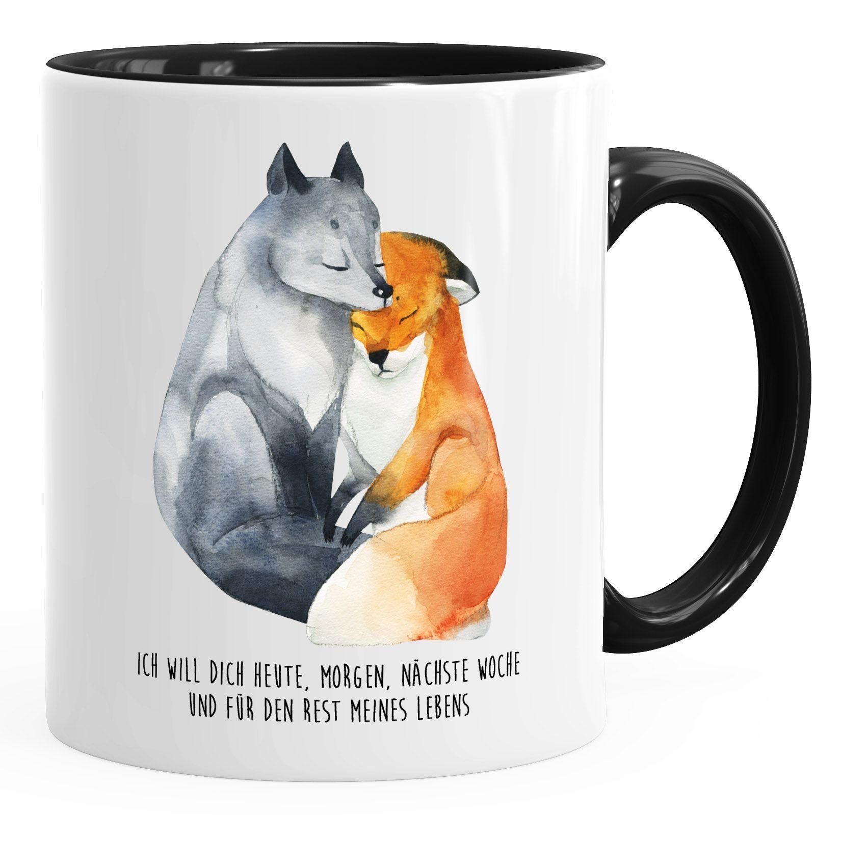 MoonWorks Tasse Geschenk-Tasse Liebe Spruch Ich will dich heute morgen nächste Woche Fuchs verliebt Freund Freundin MoonWorks®, Keramik