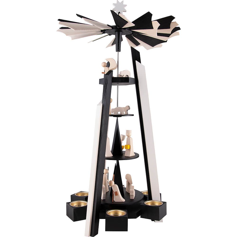 ULMIK Weihnachtspyramide 4-stöckige Pyramide Christi Geburt - schwarz-weiß (60cm) von ULMIK