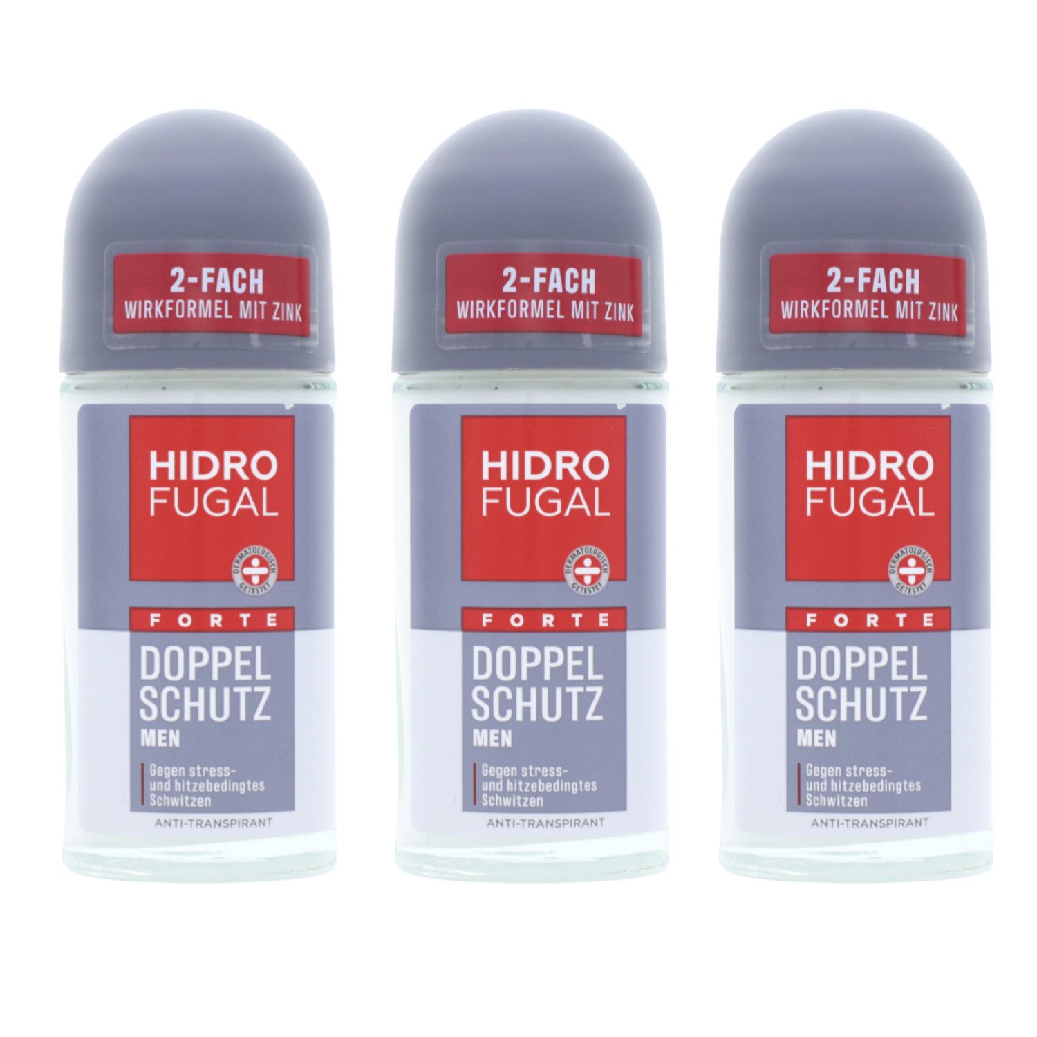 Bodyspray 3 x Hidrofugal Men Forte Doppel Schutz Deo Roll On Anti Transpirant je
