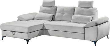 ED EXCITING DESIGN Ecksofa Auckland L-Form, mit Bettfunktion, Bettkasten, Armteilverstellung, Kopfstützen