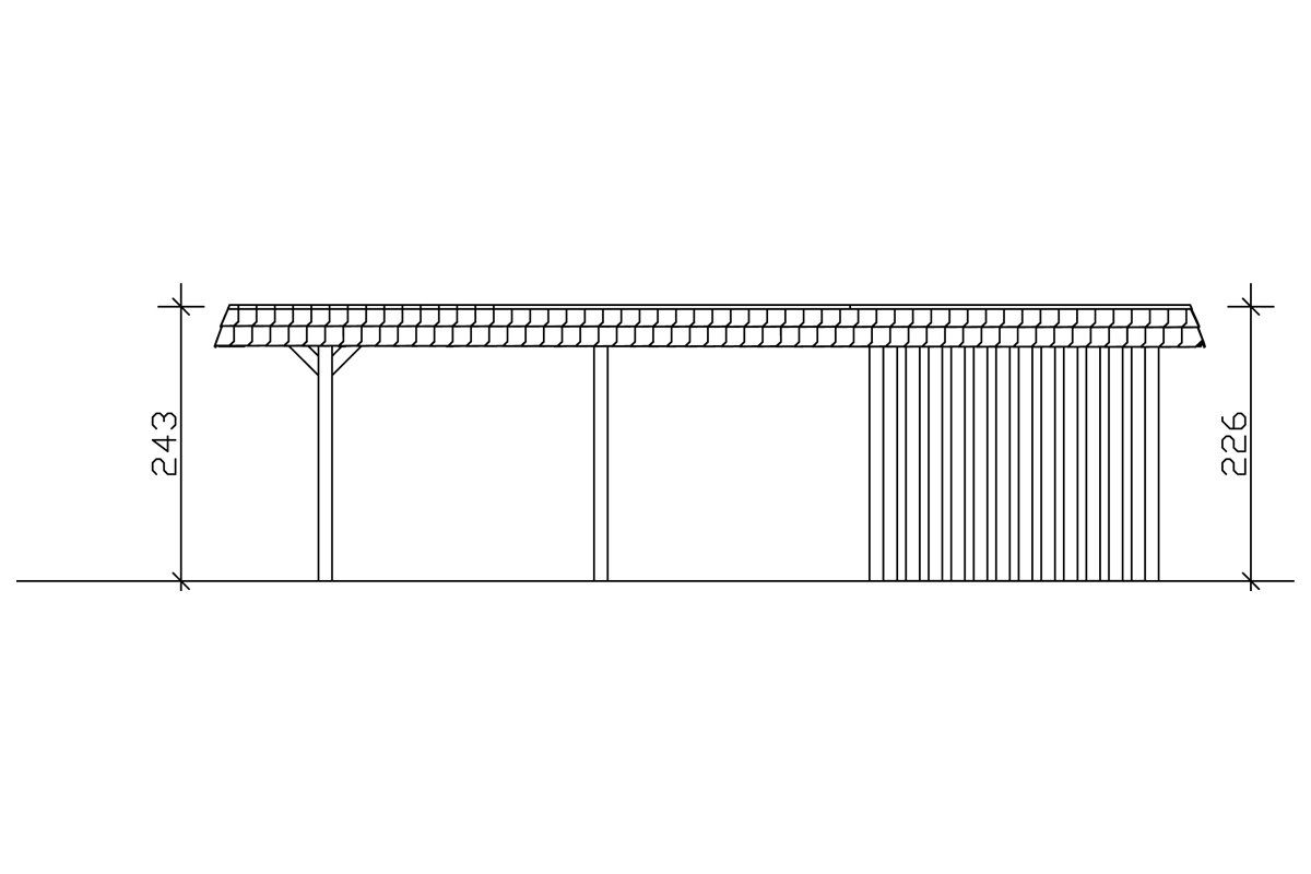 Skanholz Einzelcarport Wendland, BxT: 362x870 cm, Einfahrtshöhe 206 cm natur