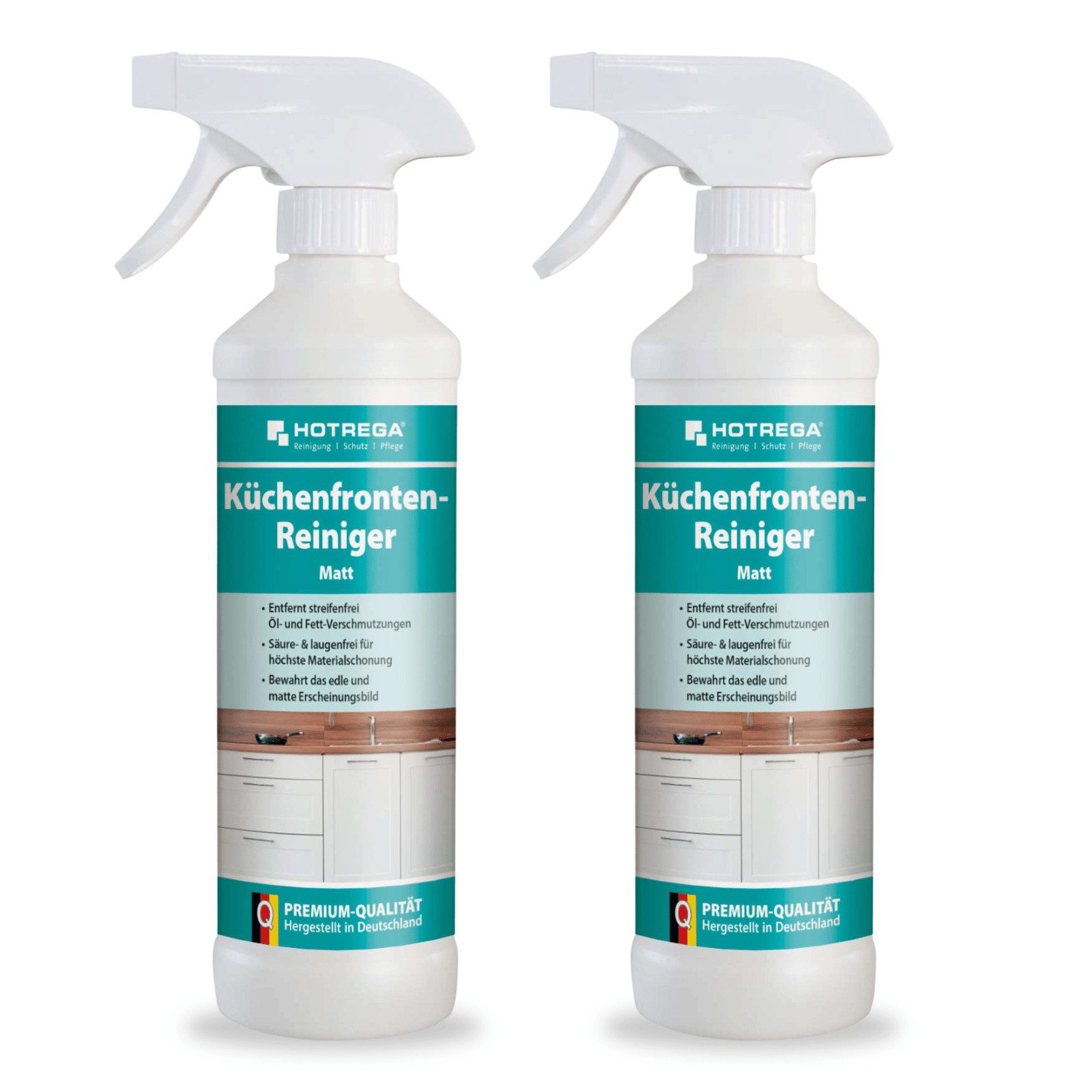 HOTREGA® Küchenfronten Reiniger matt Küchenreiniger streifenfrei 2x 500ml Küchenreiniger (2x 500 ml)