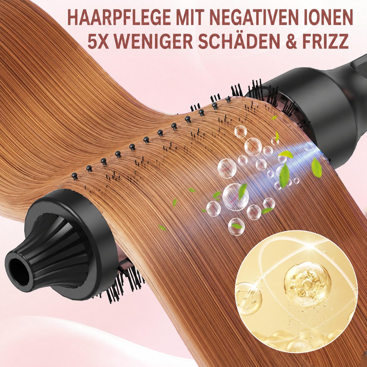 UKLISS Elektrohaarbürste 32 mm Thermobürste 200 °C – leichte professionelle Rundbürste, 3-in-1 Heißbürste mit Doppelspannung, ideal für Einsteiger & Reisen