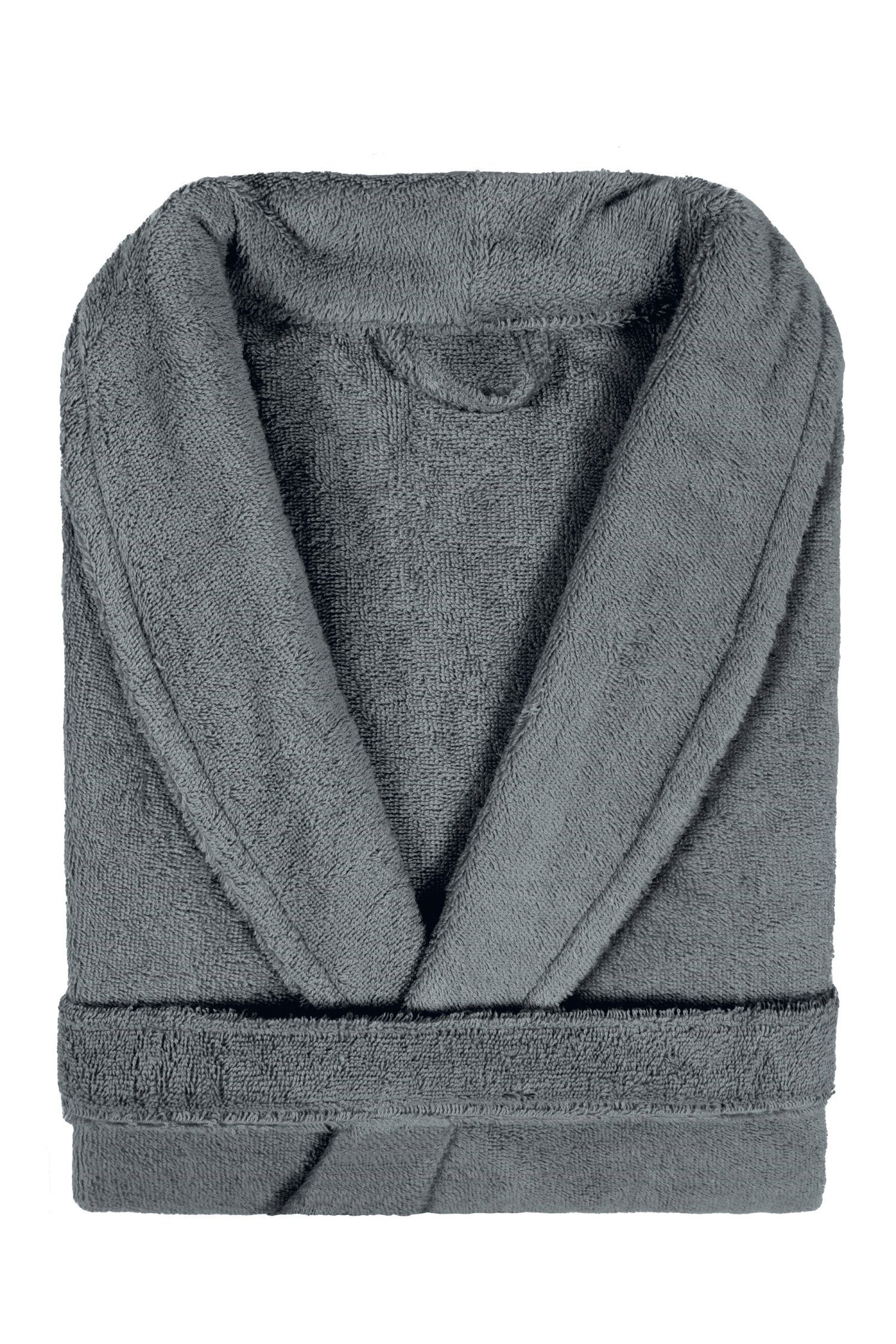 Lasa Home Unisex-Bademantel, Langform, Baumwolle, Schalkragen, Gürtel, verschiedene Farben Gris