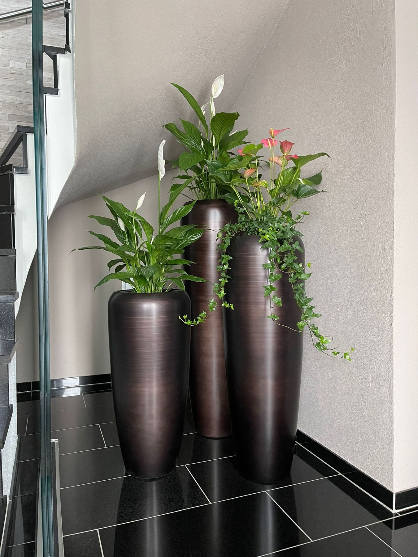 VIVANNO Bodenvase Fiberglas CAVITA Rund - Braun Seidenmatt Mit Muster (1 St günstig online kaufen