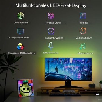 Bedee Hinweisschild LED Einzelrahmen Display Pixel Art Digitaler Bilderrahmen, (1 St., Smart App Steuerung), 16 * 16 Home Dekor Kalender Uhr, Gaming Gadgets
