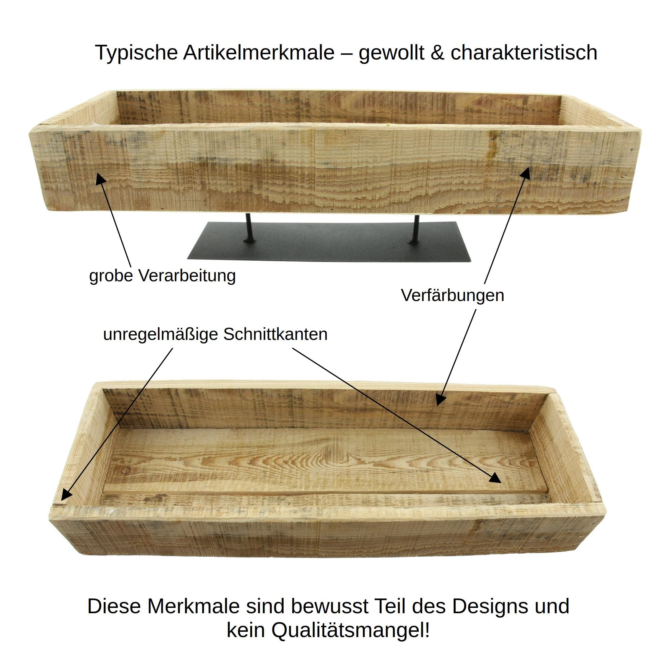 Dekoleidenschaft Dekoschale "Rustikal" im Used-Look – recyceltes Holz, Metallfuß, Kerzentablett, sichtbare Struktur & Farbabweichungen, Kerzenschale