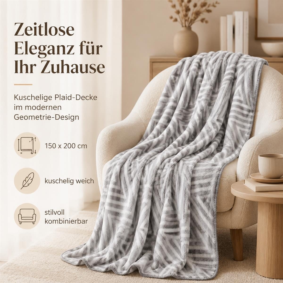Plaid Kuscheldecke flauschig Tagesdecke 150x200 cm, SEI Design, Deko Wohnzimmer Überwurf für Couch