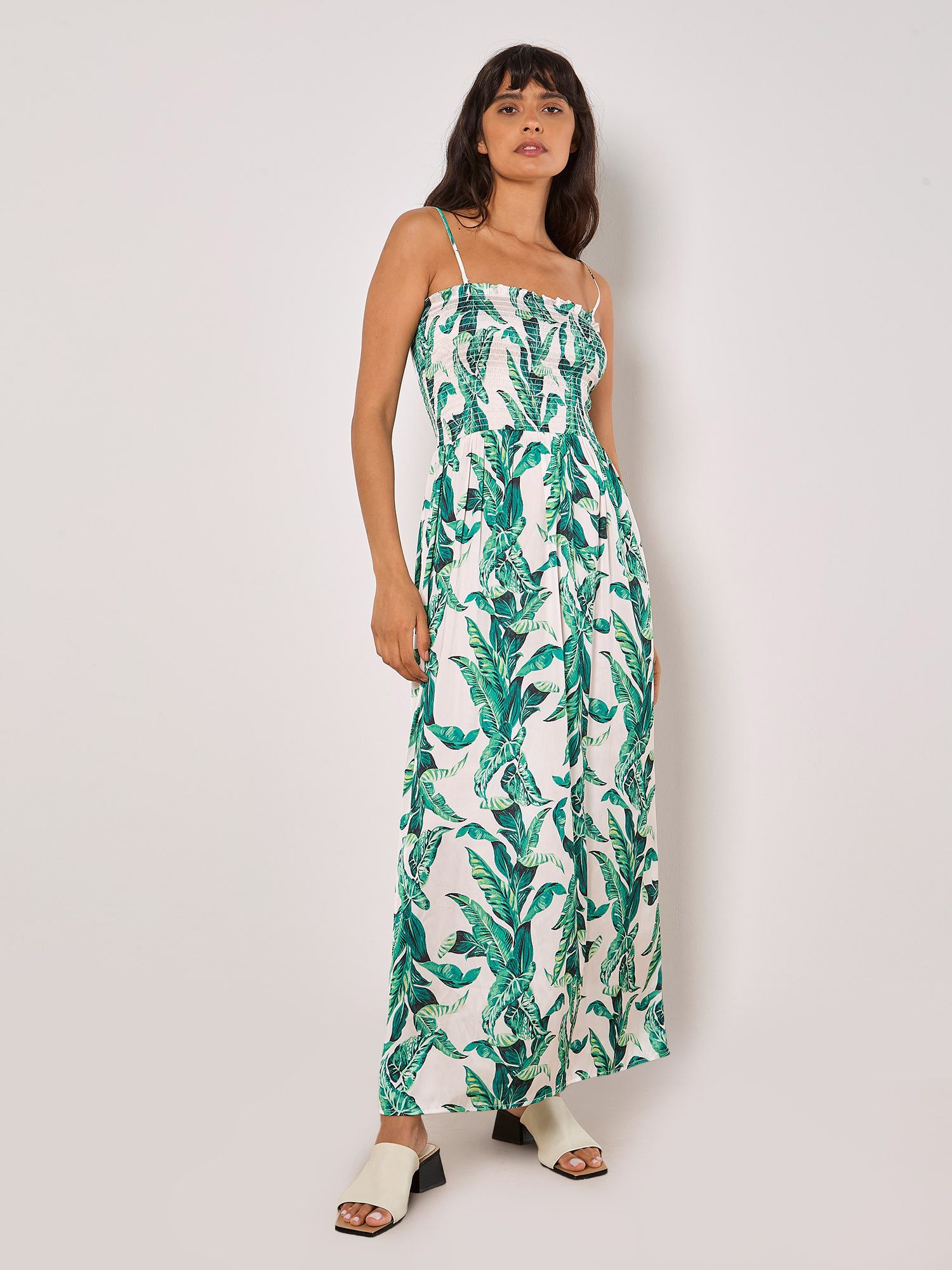 Maxikleid Tropical Leaf Smokkleid