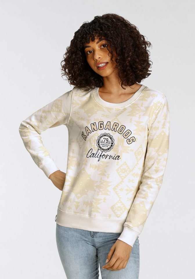 KangaROOS Sweatshirt mit trendigem Alloverdruck im Inka-Look & Logodruck