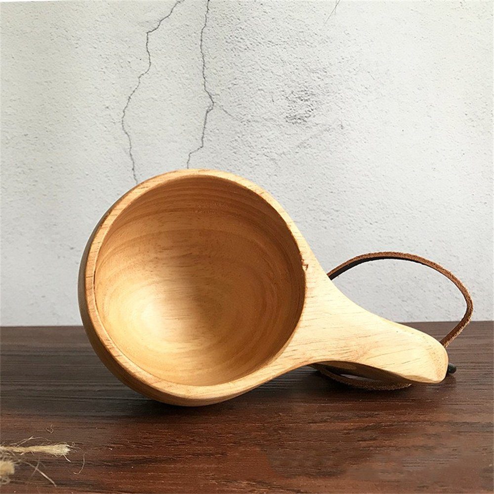 aus Holz, TUABUR Zwei-Loch-Trinkbecher tragbarer Tasse Reisebecher