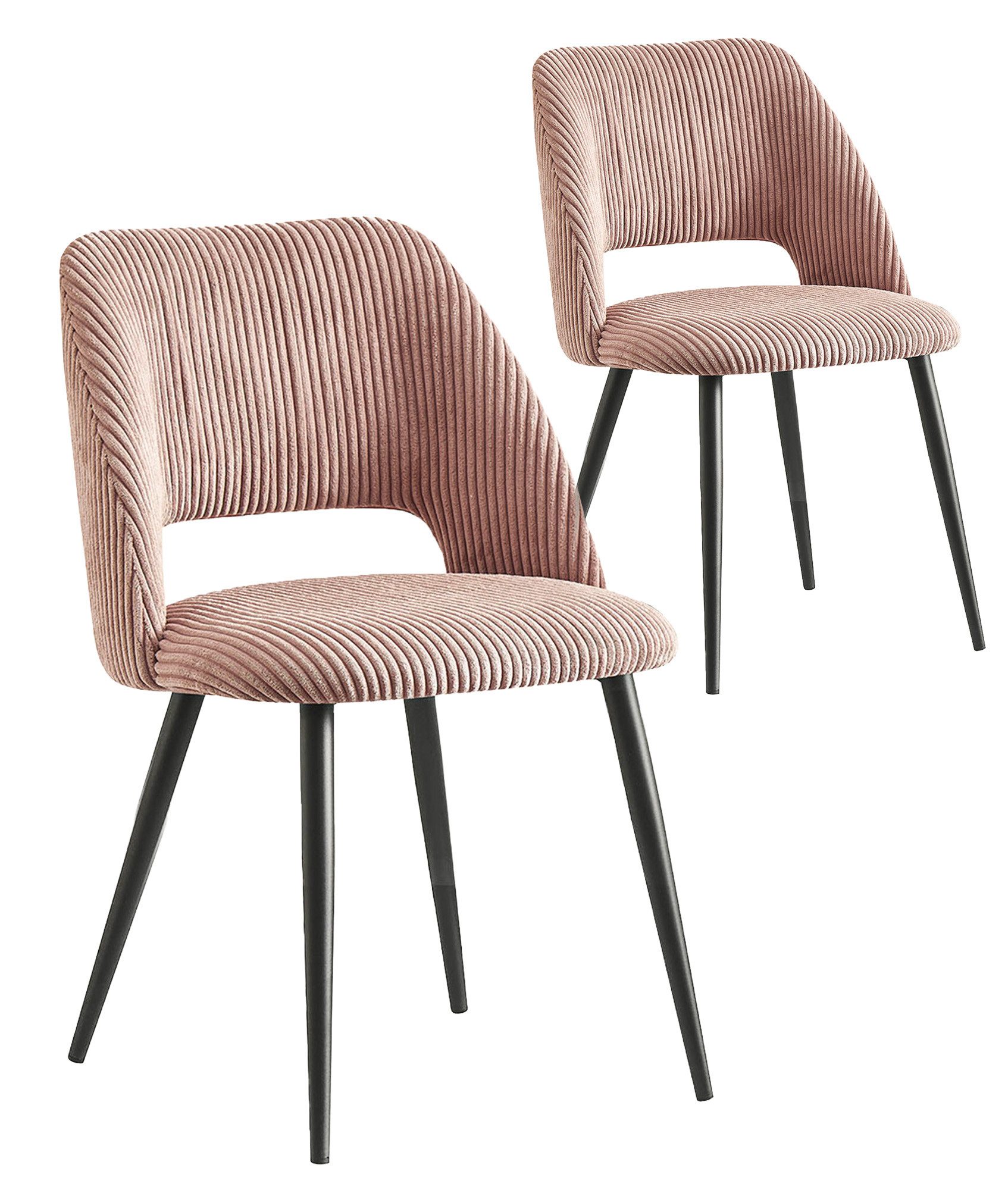 B&D home 4-Fußstuhl VICKY (Set, 2 St), gepolstert, Stuhlbeine aus Metall oder Massivholz wählbar