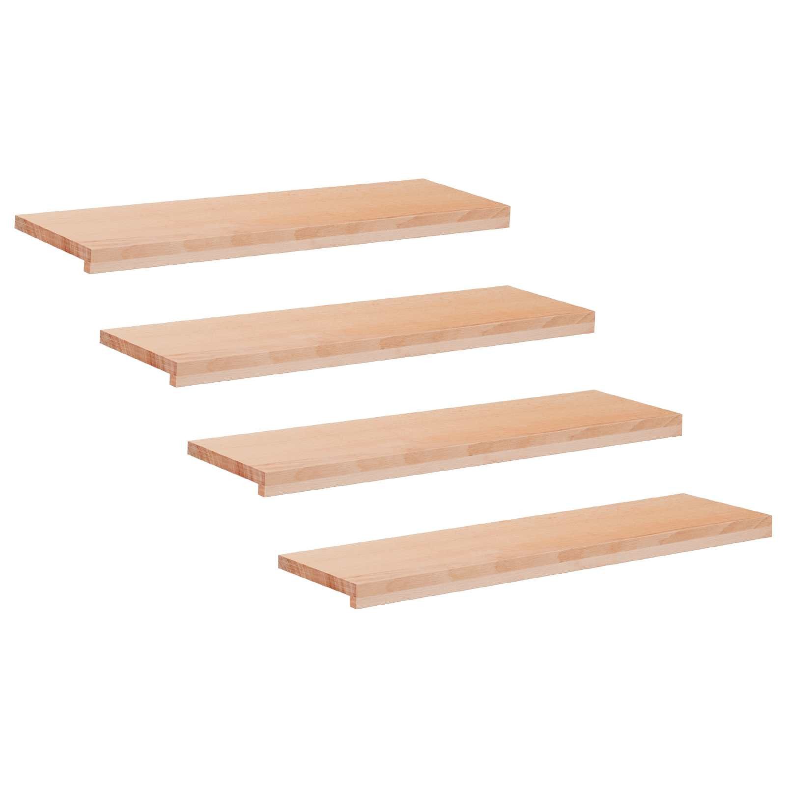 vidaXL Stufenmatte Treppenstufen 4 stk. 100 x 25 x 2 cm Natur Massivholz Buche, Höhe: 2 mm