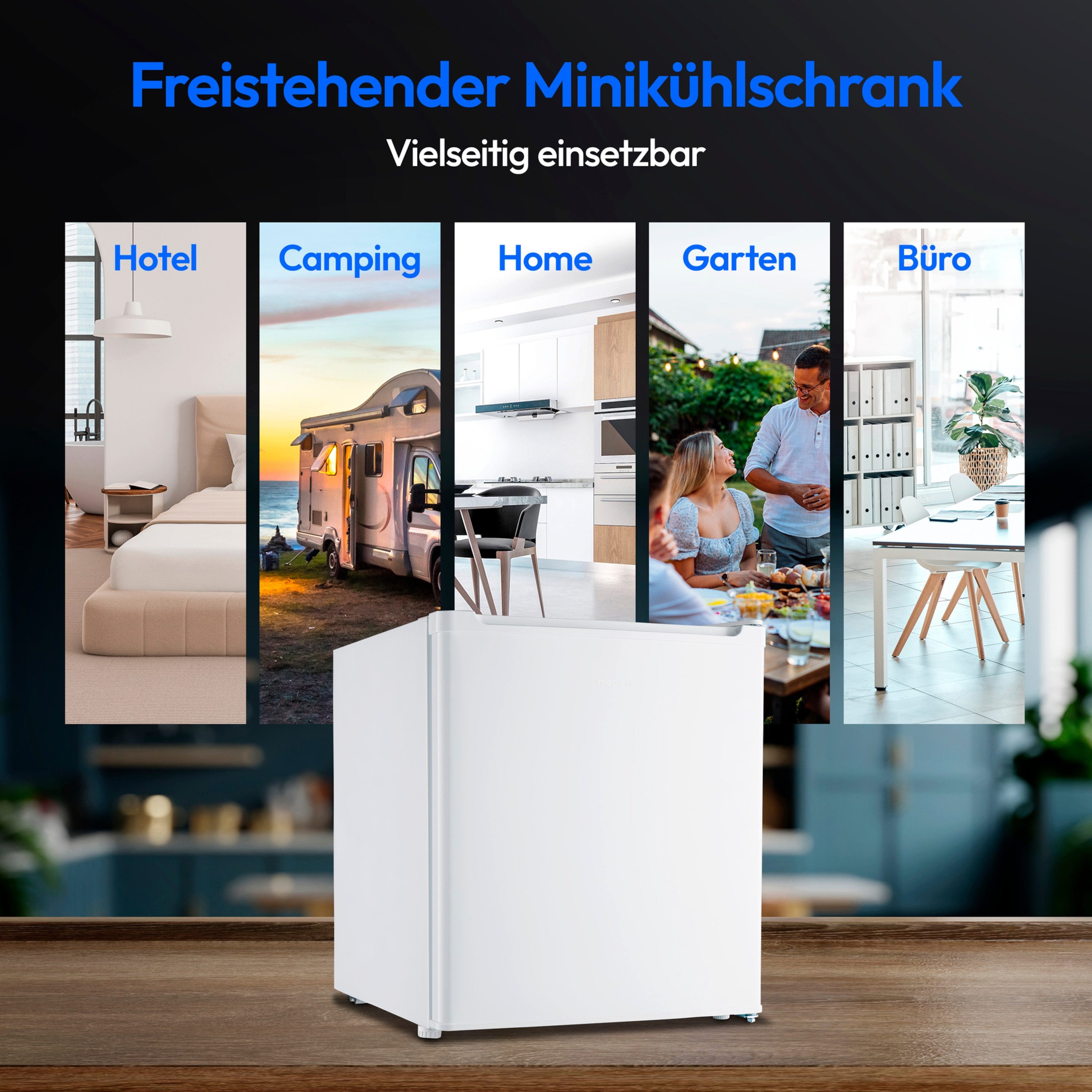 Medion® Kühlschrank MD37724, 51 cm hoch, 44 cm breit, 41 Liter, Türanschlag wechselbar, manuelle Temperatureinstellung