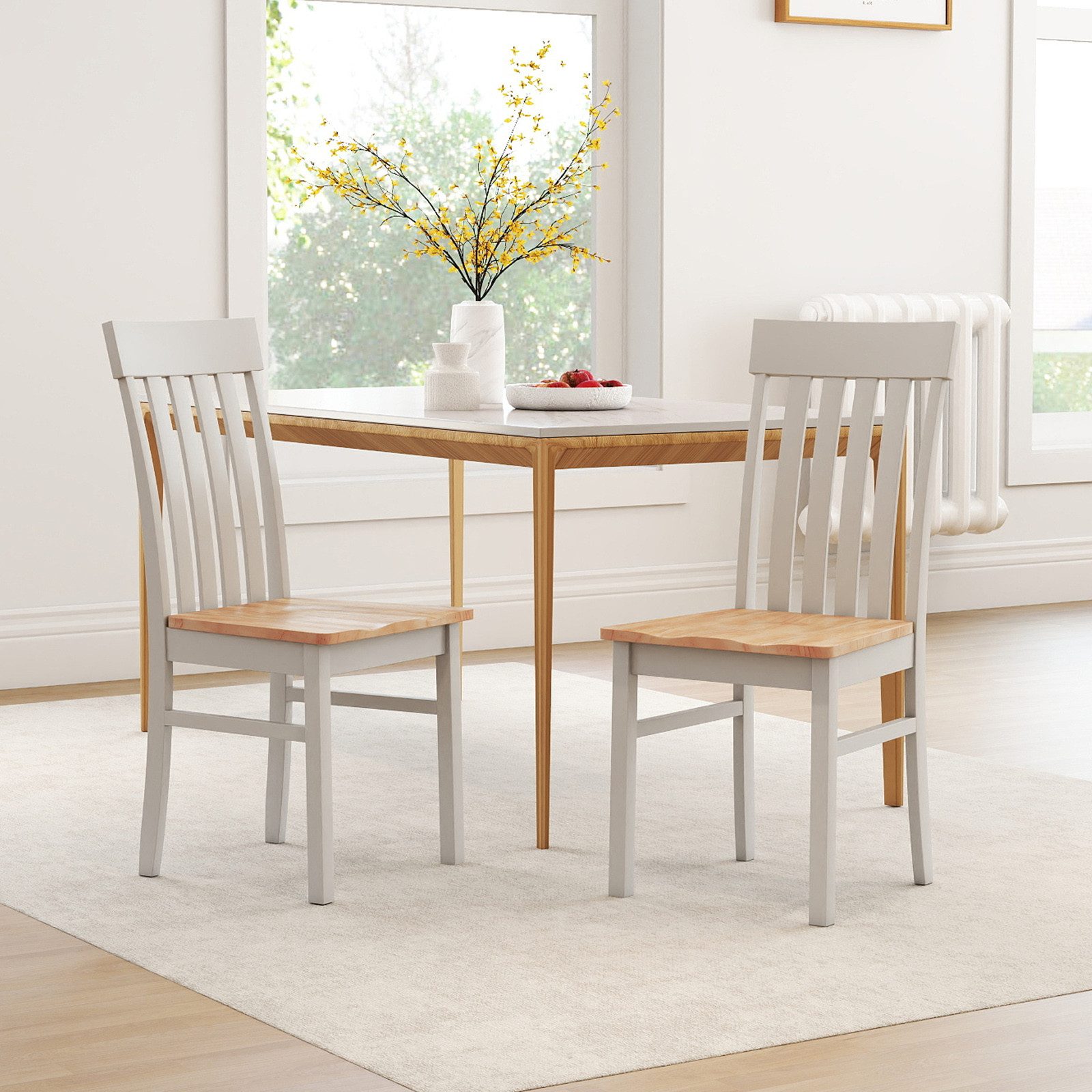 COSTWAY Esszimmerstuhl (2 St), mit ergonomischer Rückenlehnen & vertieftem günstig online kaufen