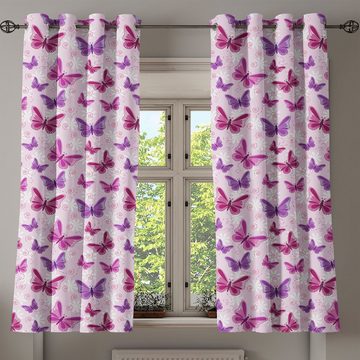 Gardine Dekorative 2-Panel-Fenstervorhänge für Schlafzimmer Wohnzimmer, Abakuhaus, Hippie Schmetterlinge Fairy Farben