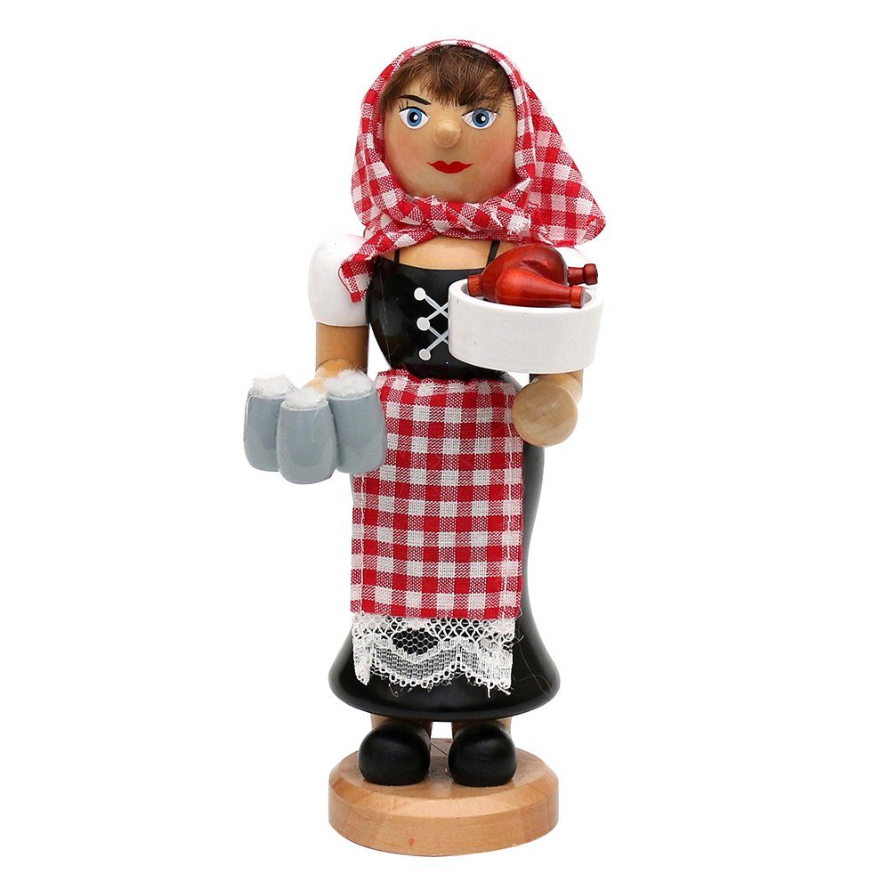 Dekohelden24 Räuchermännchen Räuchermann Räuchermännchen Räucherfrau als Kellnerin mit rauchendem, (1 St)