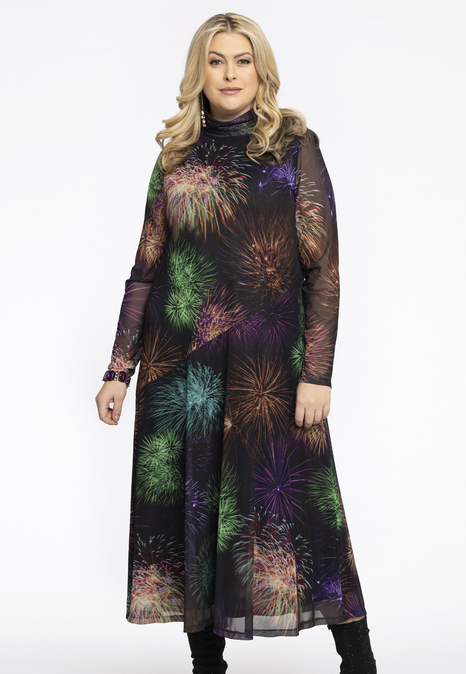 YOEK A-Linien-Kleid Damen Kleid Große Größen mit grafischem Druck
