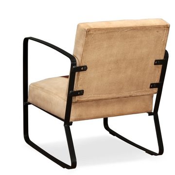 DOTMALL Loungesessel Armlehnensessel Sessel mit Eisengestell (Echtleder und Kanevas)