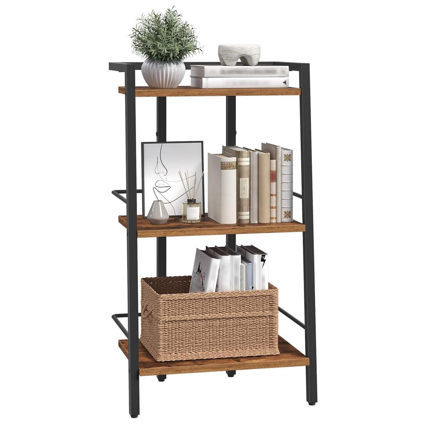 LuxusKollektion Leiterregal Leiterregal 3 Ebenen Vintagebraun/Schwarz, 1-tlg.