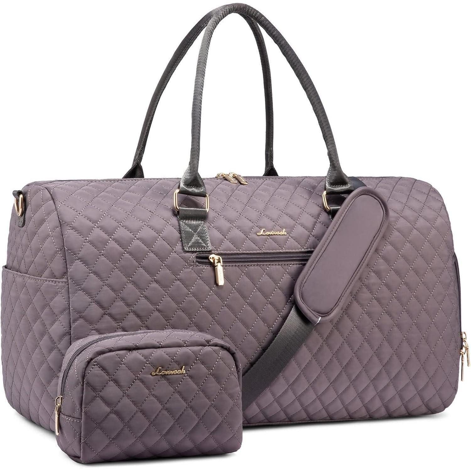 LuxusKollektion Reisetasche Sporttasche Damen Weekender Reisetasche wasserdicht Violett grau