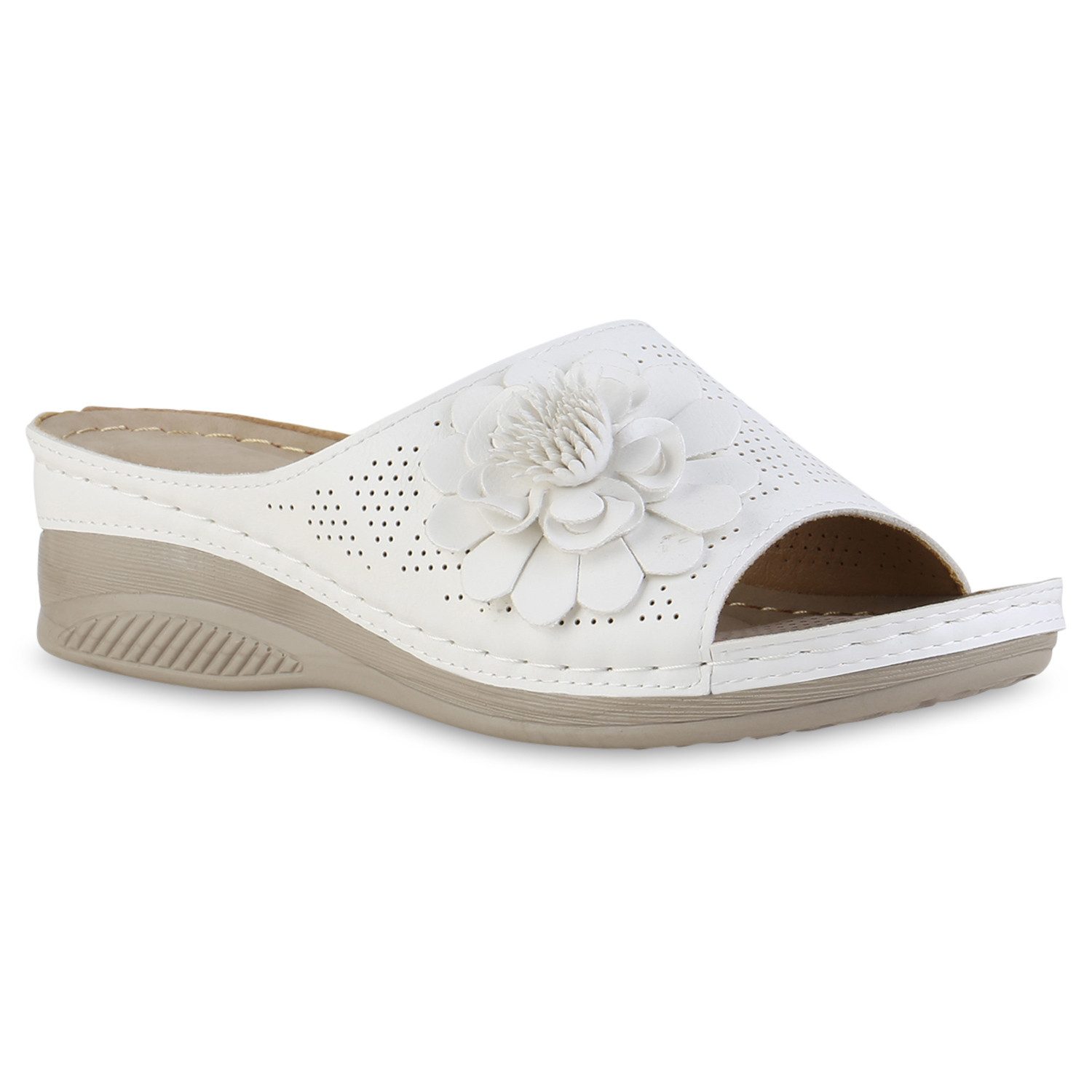 VAN HILL 841617 Sandalette Damen Pantoletten Sandaletten Bequem Blumen Cut- günstig online kaufen
