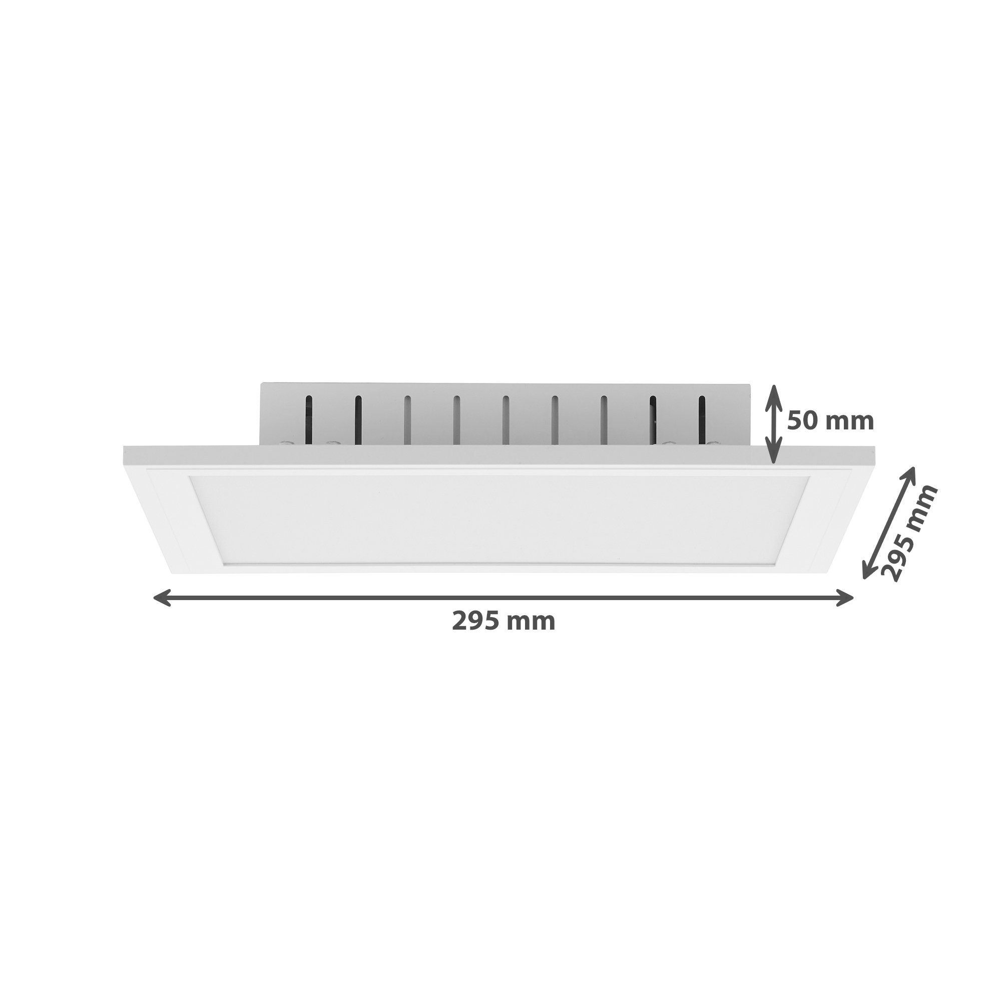 Briloner Leuchten CCT Kaltweiß, Panel dimmbar, Timer, fest Farbwechsler, ultraflach, LED Warmweiß, 7151-016, Wohnzimmer, Neutralweiß, Fernbedienung, verbaut, 29,5x29,5x6,5cm, 18W, Speicherfunktion, Tageslichtweiß, Weiß, Nachtlicht, Deckenlampe, LED Farbtemperatursteuerung, Schlafzimmer