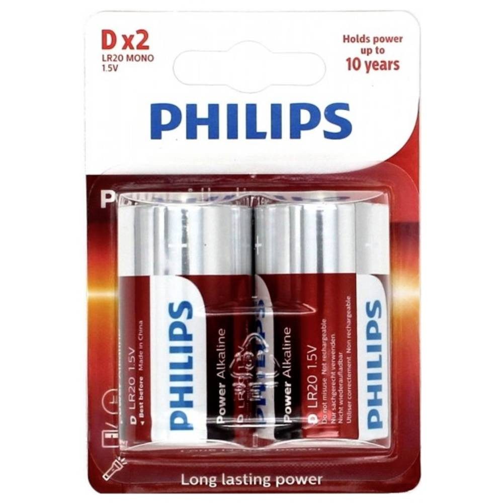 Philips Power Alkaline LR20 D, 2er Batterie