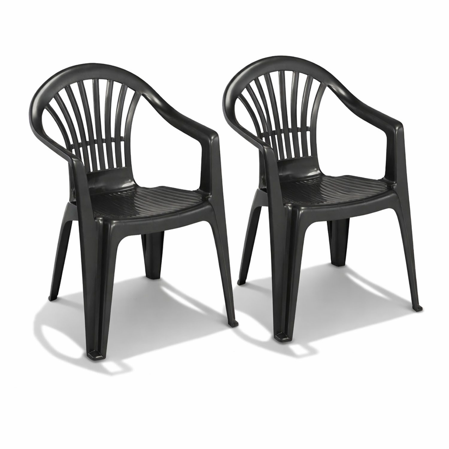 Mojawo Armlehnstuhl 2er Stapelstuhl Bistrostuhl Gartenstuhl MOJAWO Anthrazit Kunststoff