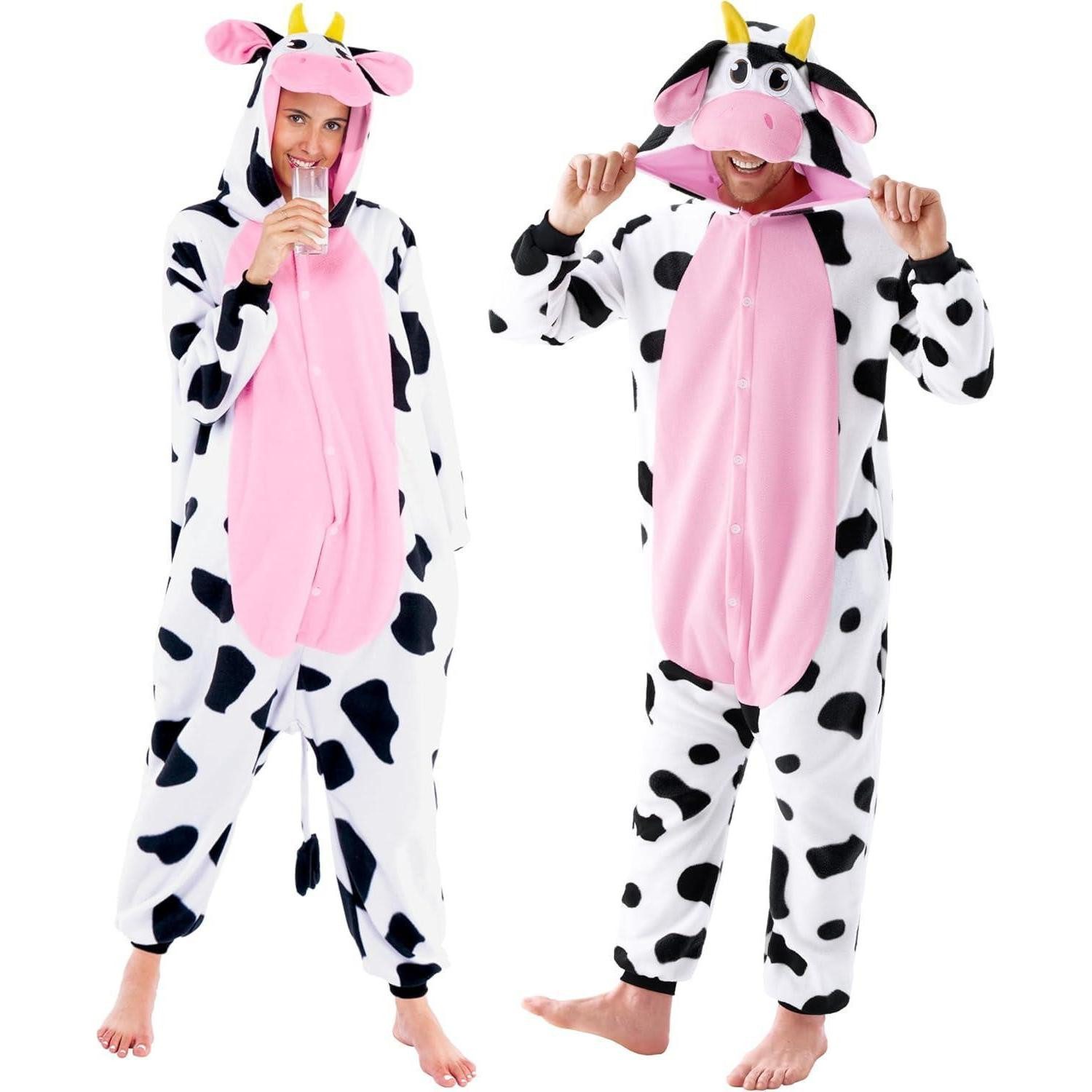 LuxusKollektion Maskottchen-Kostüm Spooktacular Creations Unisex Erwachsene Kuh Tier Pyjama XL Multicolor