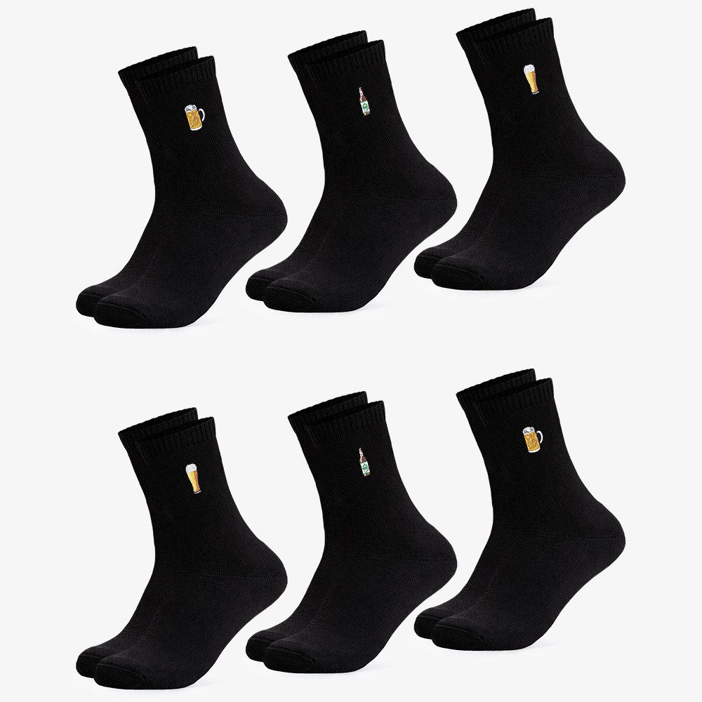 OCCULTO Basicsocken Herren & Damen Schwarze Motiv Socken 6er Pack (Modell: Juno) (6-Paar)