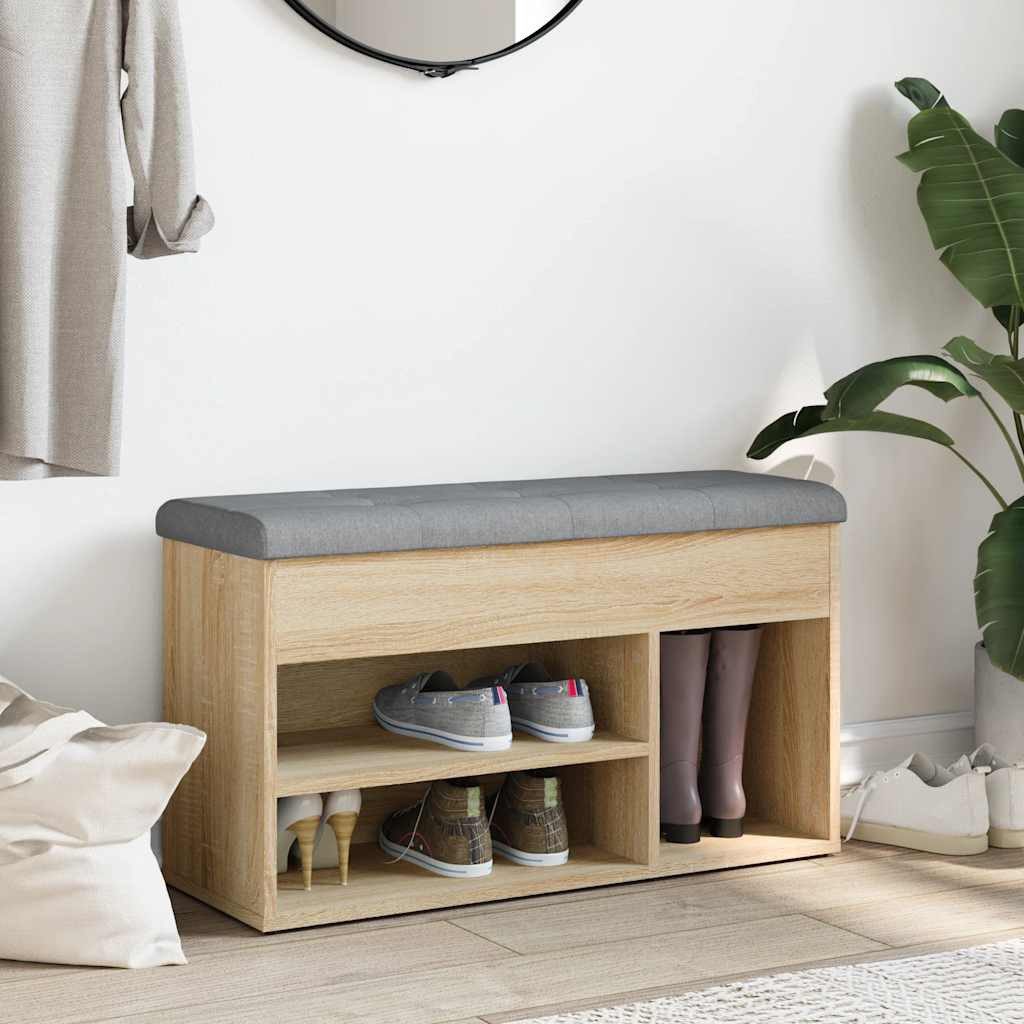 vidaXL Sitzbank Schuhbank Sonoma-Eiche 82x32x45,5 cm Holzwerkstoff