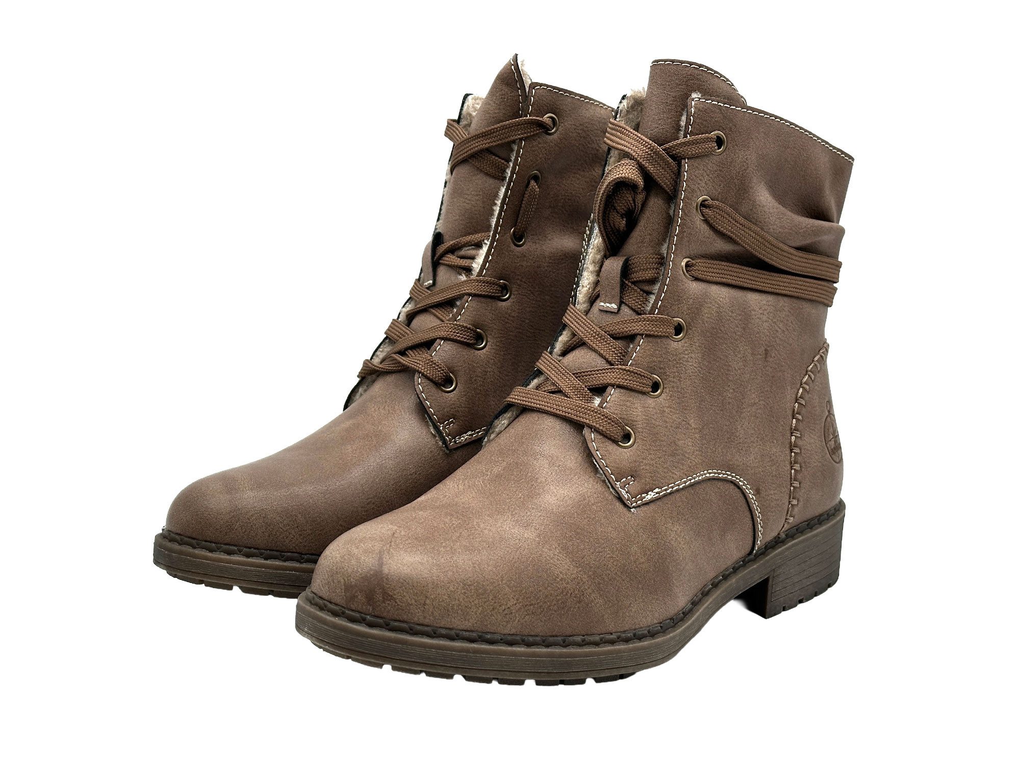 Nowaland Damen Winterstiefeletten mit Warmfutter Winterstiefelette Gefütterte Kunstleder-Stiefeletten mit seitlichem Reißverschluss