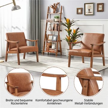 Yaheetech Relaxsessel, Retro Loungesessel Lesesessel Kunstleder