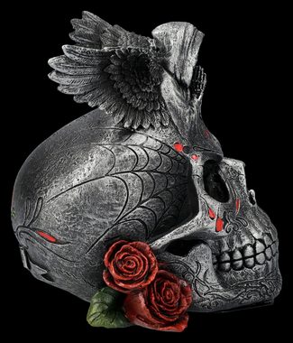 Figuren Shop GmbH Dekofigur Totenkopf Figur - The Dead Skull - Totenschädel Dekoration Gothic Rose