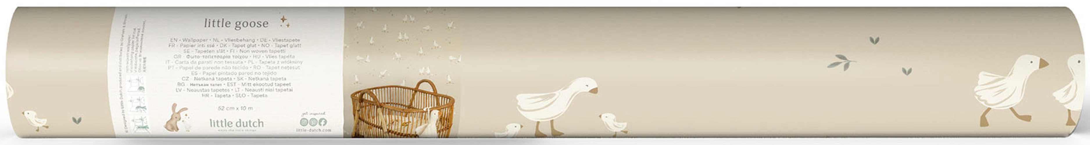 LITTLE DUTCH Vliestapete Little Goose, glatt, animal print, (1 St), Design Tapeten