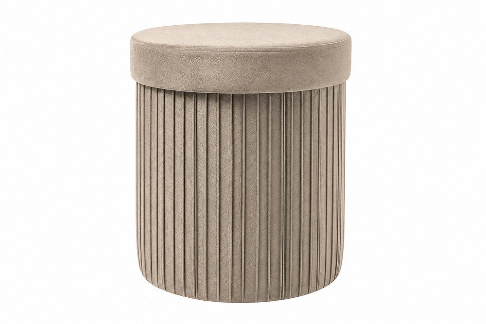 riess-ambiente Polsterhocker ÉLAN 40cm champagner greige - Samt, faltbar, m. Stauraum, platzsparend (Einzelartikel, 1 St), Eleganter Sitzhocker - ideal f. Ankleide, Flur, Wohnzimmer & Garderobe