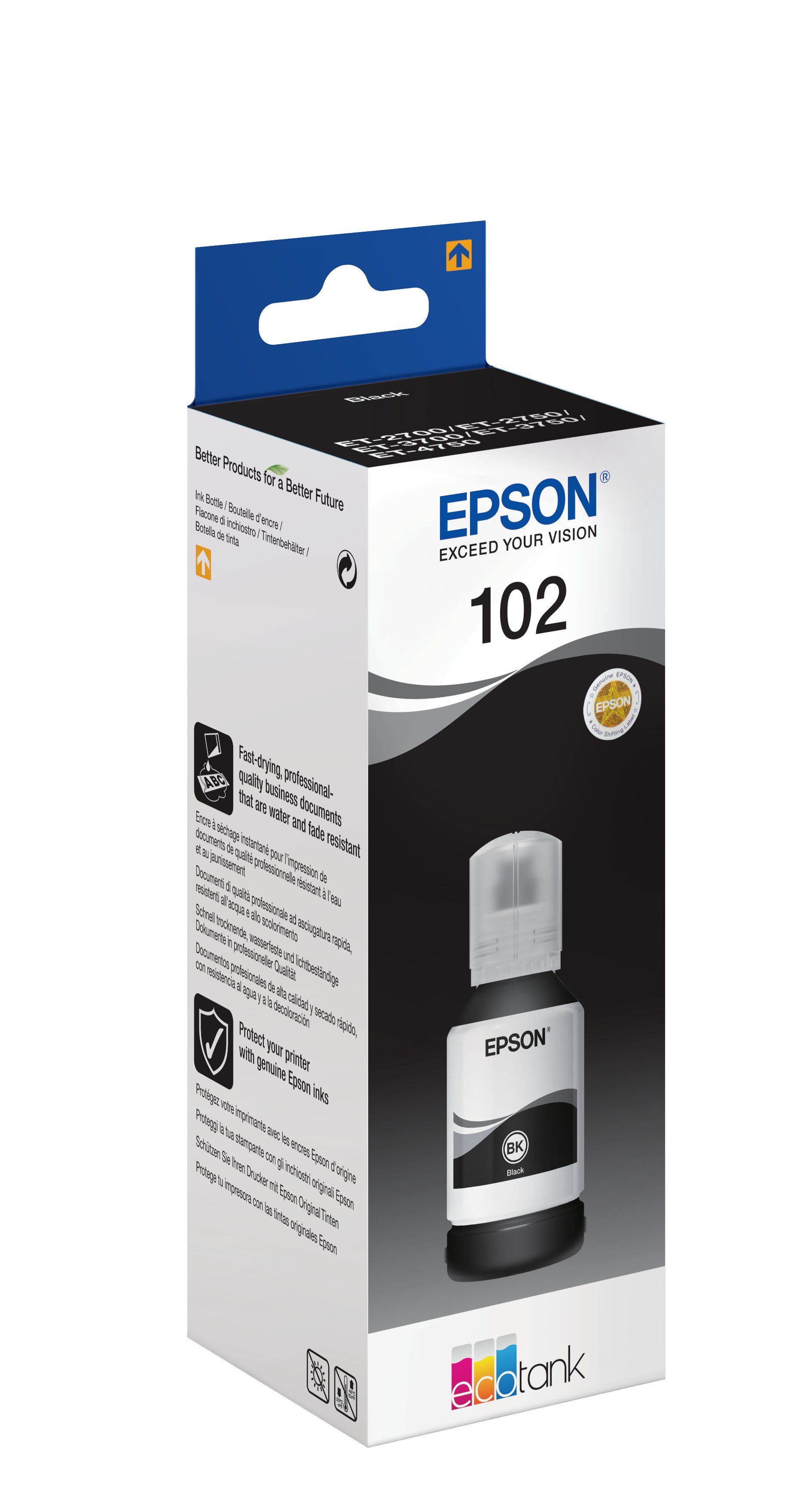 Epson 102 Epson ink Black Pigment bottle Tintenpatrone EcoTank