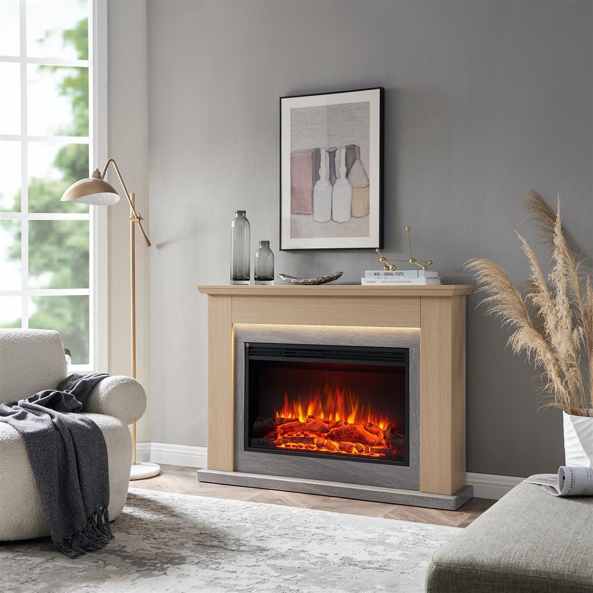 Balderia Elektrokamin Typhon, Standkamin mit 3D Flamme, 1000–2000 W
