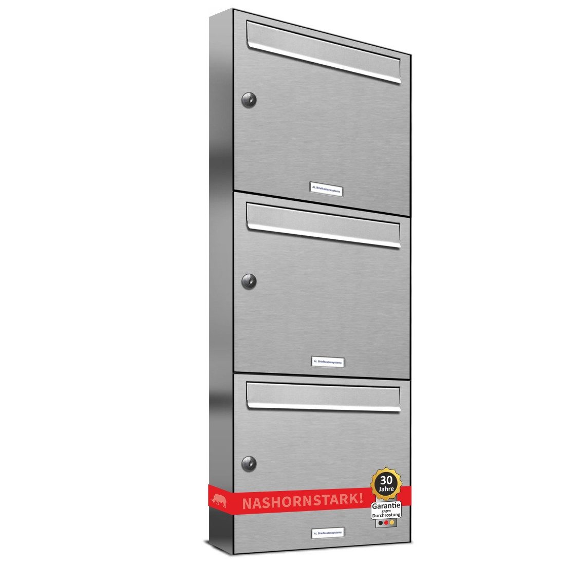AL Briefkastensysteme Wandbriefkasten 3 Fach Premium Edelstahl Briefkasten günstig online kaufen